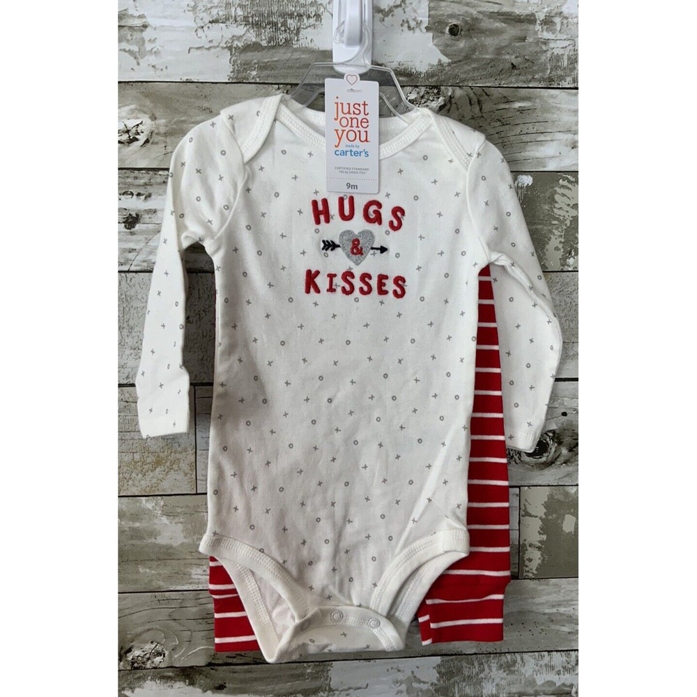 Just One You by Carter's Baby Hugs and Kisses 2pc‎ Outfit, Red/White Size 9M